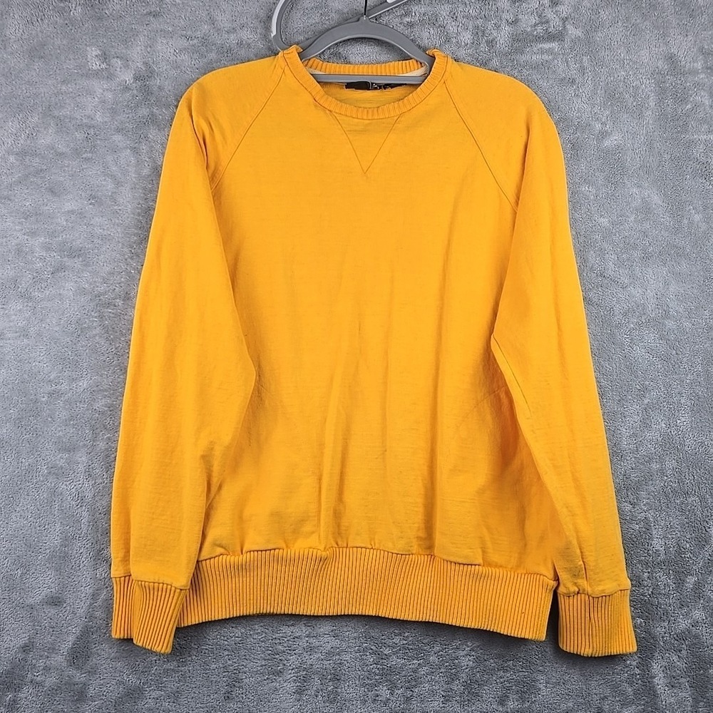 Vintage Lord Jeff Sweater Mens Large Yellow Knit Crewneck Pullover Pockets